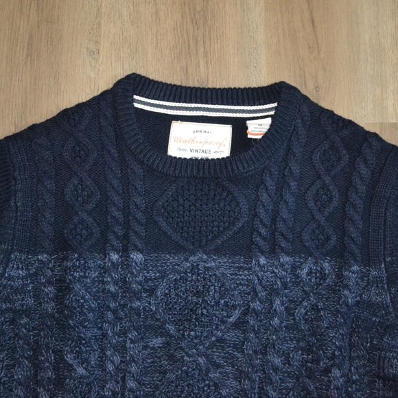 NEW Men's WEATHERPROOF Pullover Blue Ombre Color Block Sweater Size XL - Picture 3 of 4